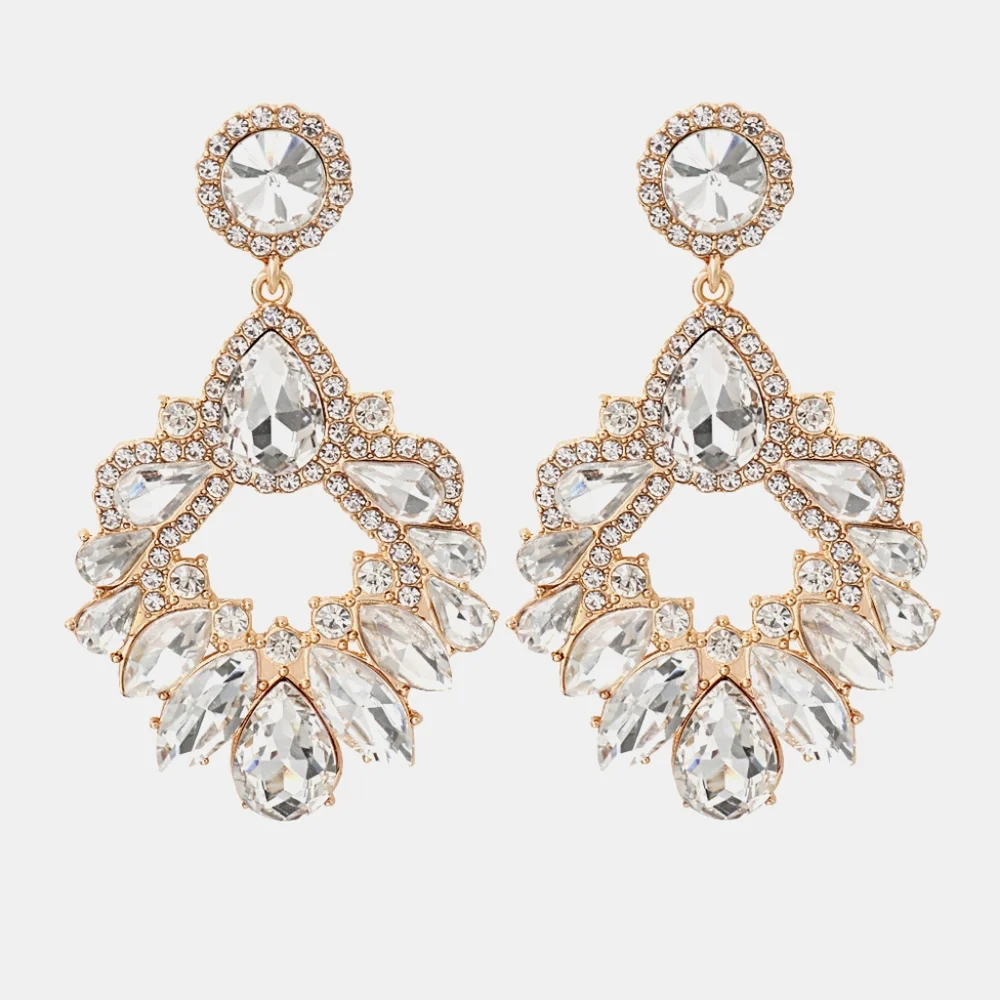 Halle Glass Drop Earrings - Clear